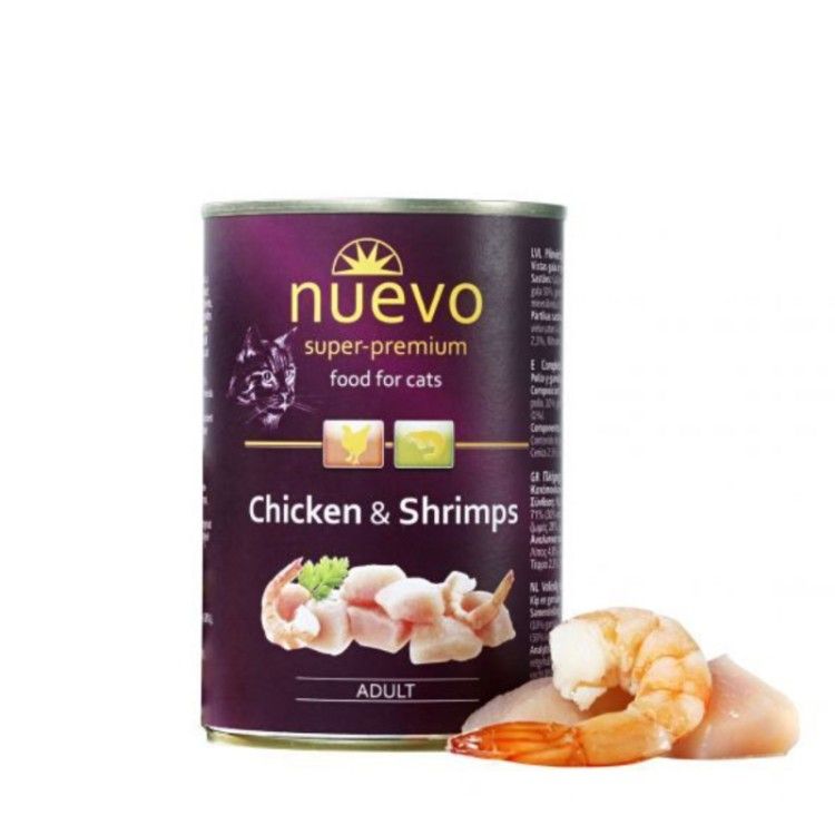 Hrana umeda pisici, NUEVO Conserva Cat, Pui si Creveti, 400 g (Hrana Umeda - Pisici)
