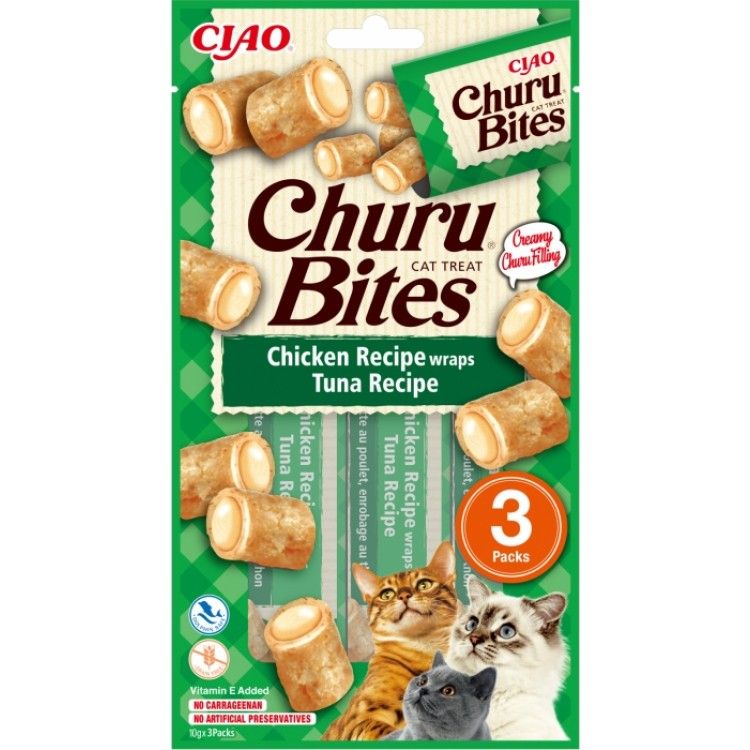 Churu Bites Recompense pentru Pisici cu Pui si Ton, 10 g x 3 buc