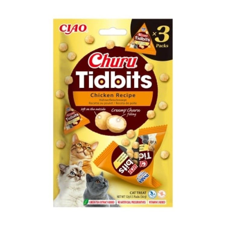 Churu Cat Tidbits, Recompense Pisici, Pui, 12 g x 3 buc (Delicii - Pisici)