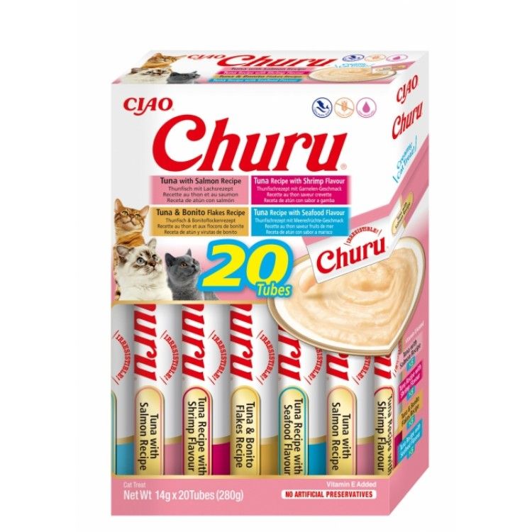 Churu Cat Varieties Recompense Cremoase cu Fructe de Mare, 14 g x 20 buc