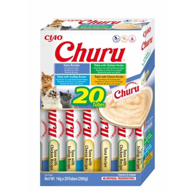 Churu Cat Varieties Recompense Cremoase cu Ton, 14 g x 20 buc