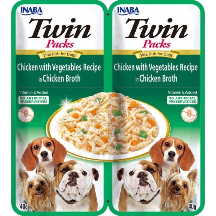 Churu Dog Twin Pui si Legume in Supa de Pui, 40 g x 2 buc