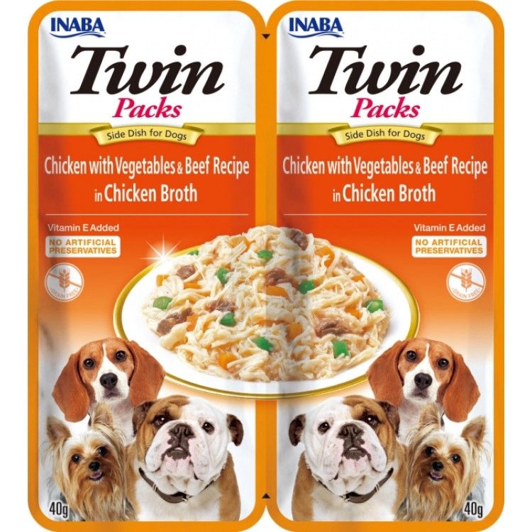 Churu Dog Twin Pui cu Legume si Vita in Supa de Pui, 40 g