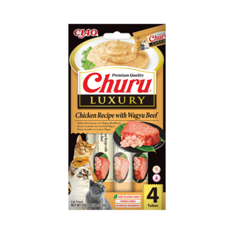 Churu Luxury, Recompensa Cremoasa Pisici, Ton si Vita Wagyu, 14 g x 4 buc (Delicii - Pisici)
