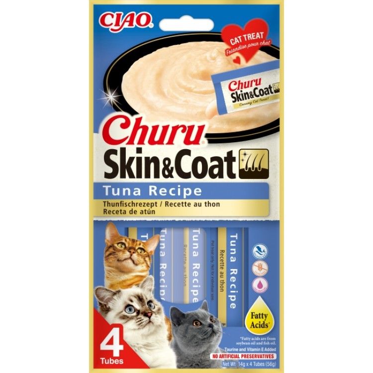 Churu Skin & Coat Recompensa cu Ton, 14 g x 4 buc