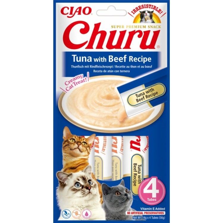Churu Recompensa Cremoasa cu Ton si Vita, 14 g x 4 buc