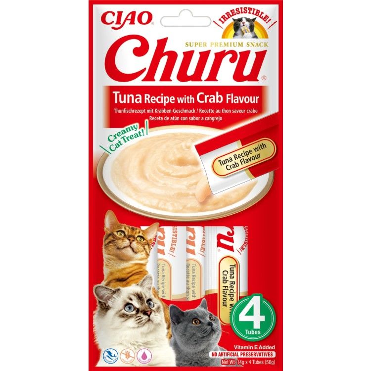 Churu Recompensa Cremoasa Reteta Ton cu Aroma de Crab, 14 g x 4 buc