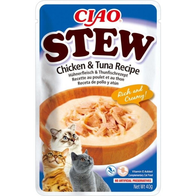 Ciao Stew pentru Pisici cu Pui si Ton, 40 g