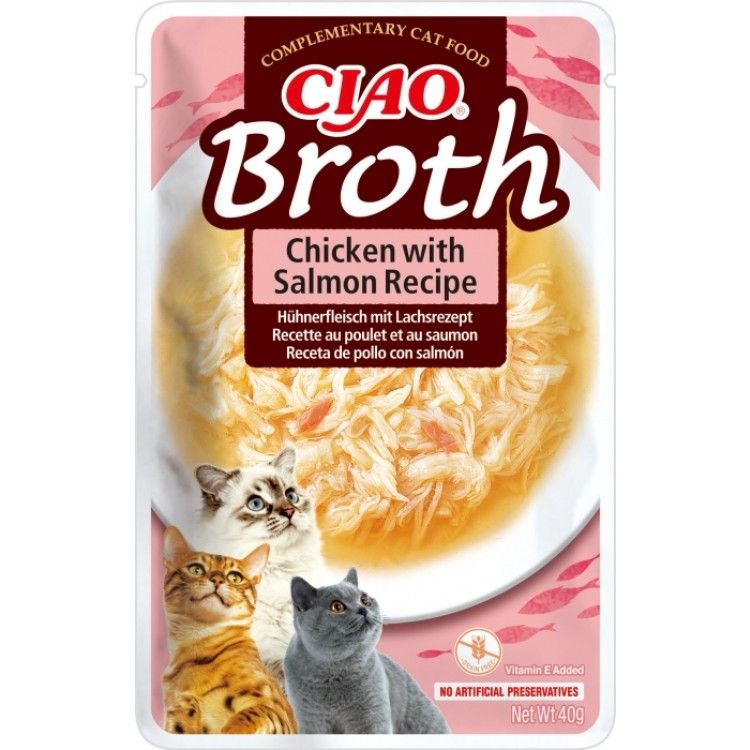 Ciao Broth pentru Pisici cu Pui si Somon, 40 g