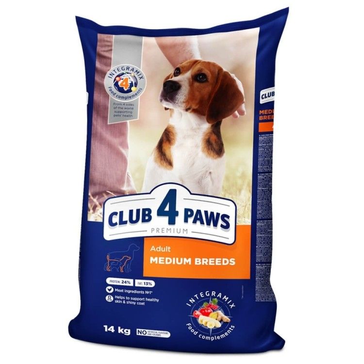Hrana uscata premium caini, Club 4 Paws Adult Mediu, Pui, 14 kg (Hrana Uscata - Caini)