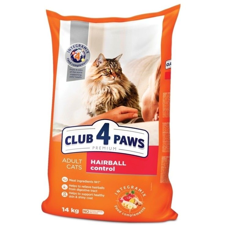 Hrana uscata premium pisici, Club 4 Paws Cat Hairball, Pui, 14 kg (Hrana Uscata - Pisici)