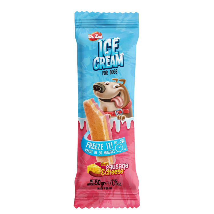 Dr Zoo, inghetata pentru caini, Carnati si Branza, 50 g (Delicii - Caini)