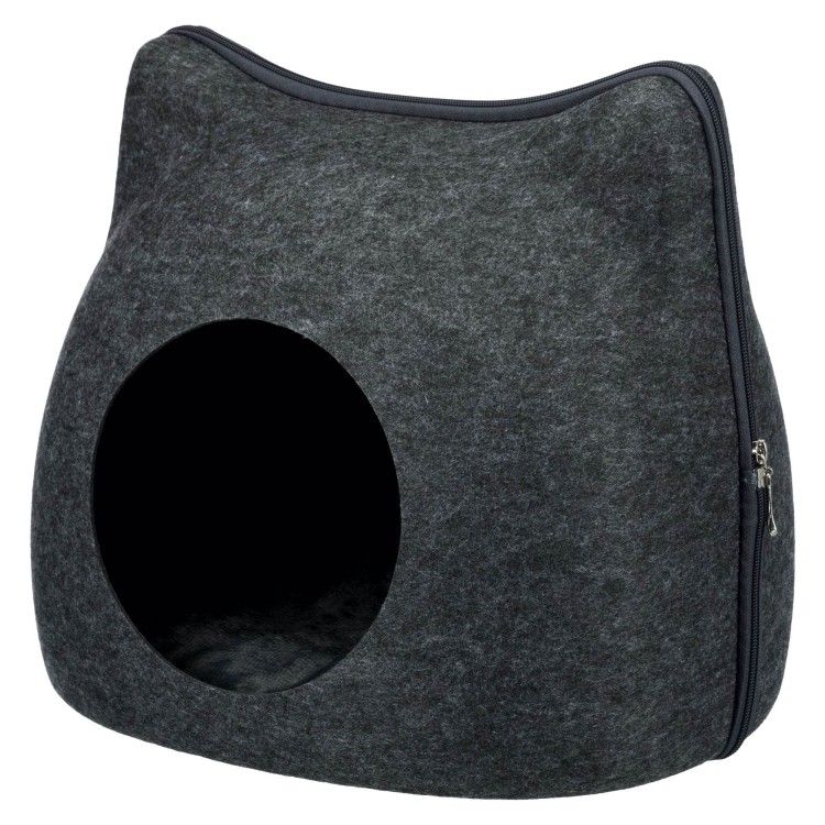 Cos Pestera Pisica cu Fermoar Gri 38x35x37 cm 36318