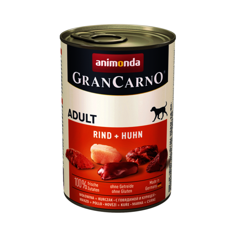 Hrana umeda caini, Grancarno Adult Dog Vita + Pui, 400 g