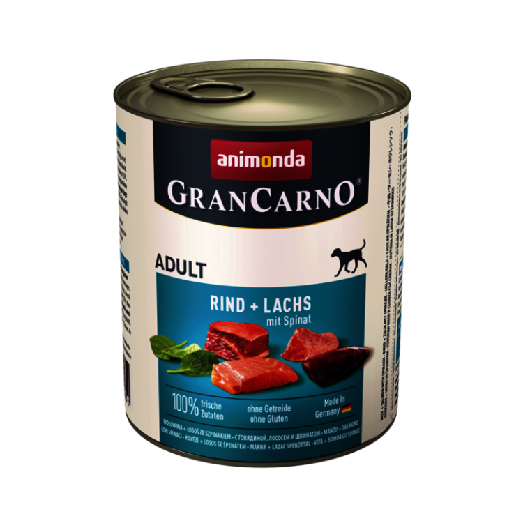 Hrana umeda caini, Grancarno Adult Dog Peste + Spanac, 800 g