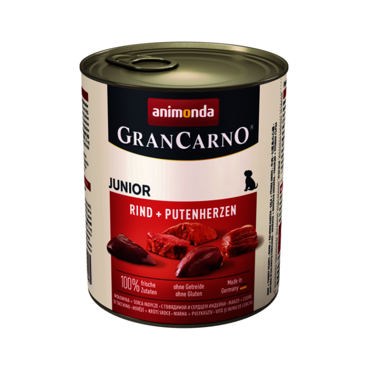 Hrana umeda caini, Grancarno Junior Dog Vita + Inima Curcan, 800 g