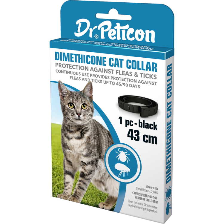 Dr. Peticon, Zgarda Antiparazitara pentru Pisici, 43 cm - negru - pack