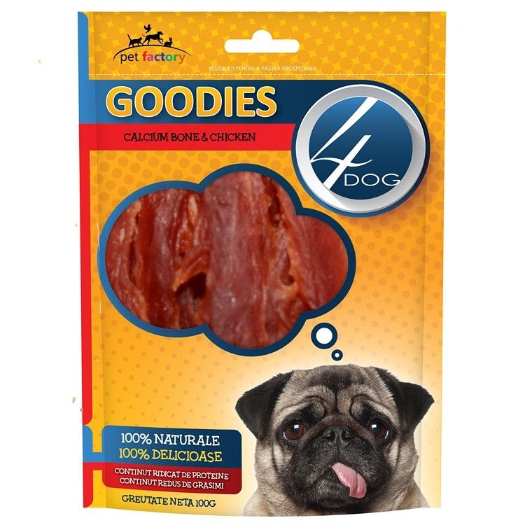 Recompense caini, 4Dog Goodies, Duck Jerky Tenders, 100g