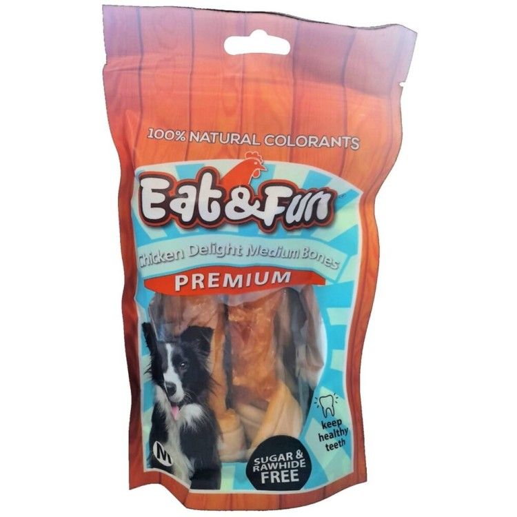 Recompense caini, Eat & Fun Chicken Delight Medium Bones, 160 g (Delicii - Caini)