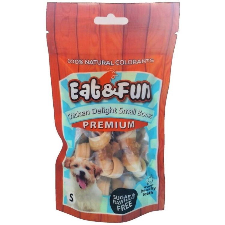 Recompense caini, Eat & Fun Chicken Delight Small Bones, 105 g (Delicii - Caini)