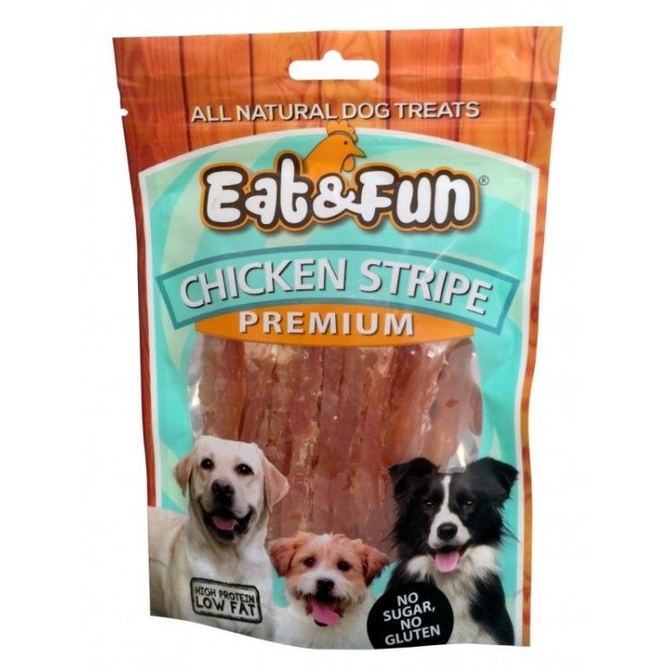 Recompense caini, Eat & Fun Chicken Stripe, 100 g (Delicii - Caini)