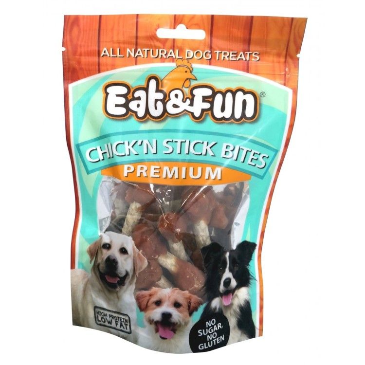 Recompense caini, Eat & Fun Chick'N Stick Bites, 100 g (Delicii - Caini)