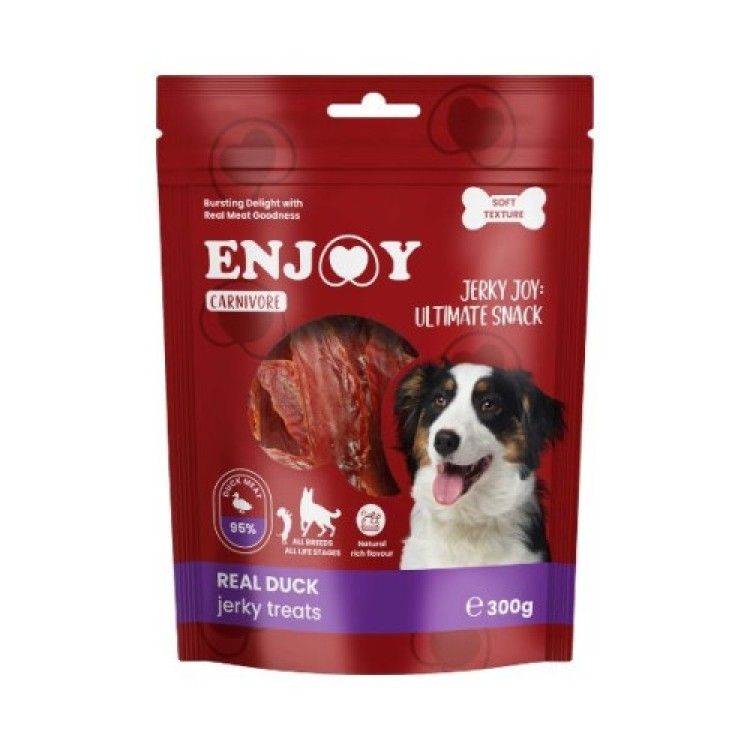 Recompense pentru caini Enjoy Carnivore Real Duck Jerky Treats cu rata, 300 g (Delicii - Caini)