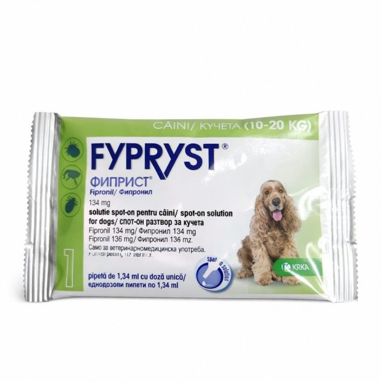 Fypryst Dog M 134 mg, pipeta antiparazitara caini talie medie (10-20 kg), 1 buc (NON-RX IN PHARMA)