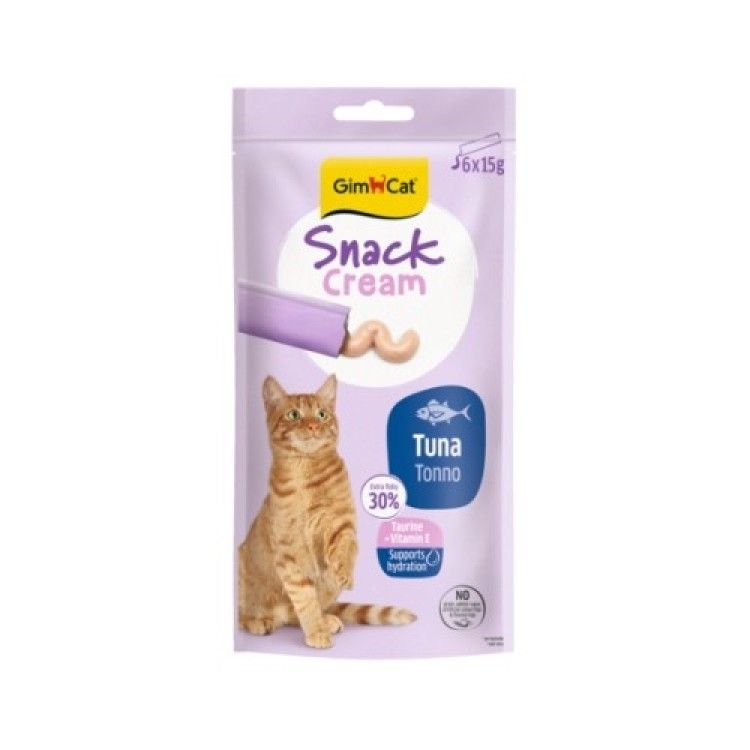 Recompense pisici adulte, GimCat Snack Cream, Ton, 6 x 15 g (Delicii - Pisici)