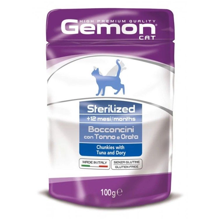 Gemon Chunkies Sterilised Cat, Ton si Dorada, 100 g (Hrana Umeda - Pisici)