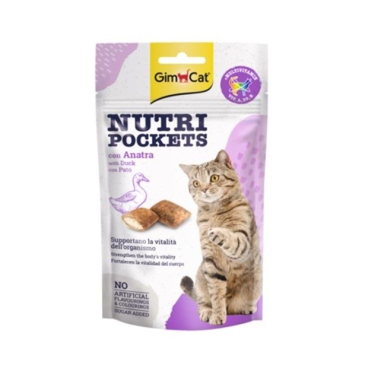Recompense pisici adulte, GimCat Nutri Pockets, Rata, 60 g (Delicii - Pisici)