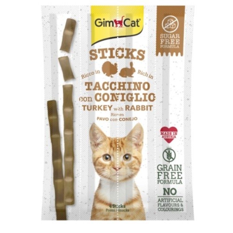Recompense pisici adulte, GimCat Sticks, Curcan si Iepure, 4 buc, 20 g (Delicii - Pisici)