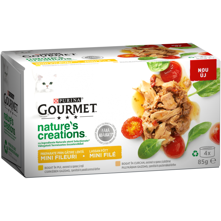 Gourmet Nature's Creations File Multipack, Pui si Curcan, 4 x 85 g - bax