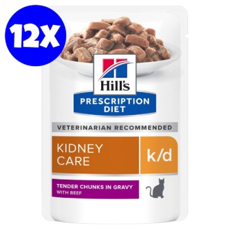 Hill's Prescription Diet Feline k/d Beef, 12x85 g (Diete Veterinare - Pisici)