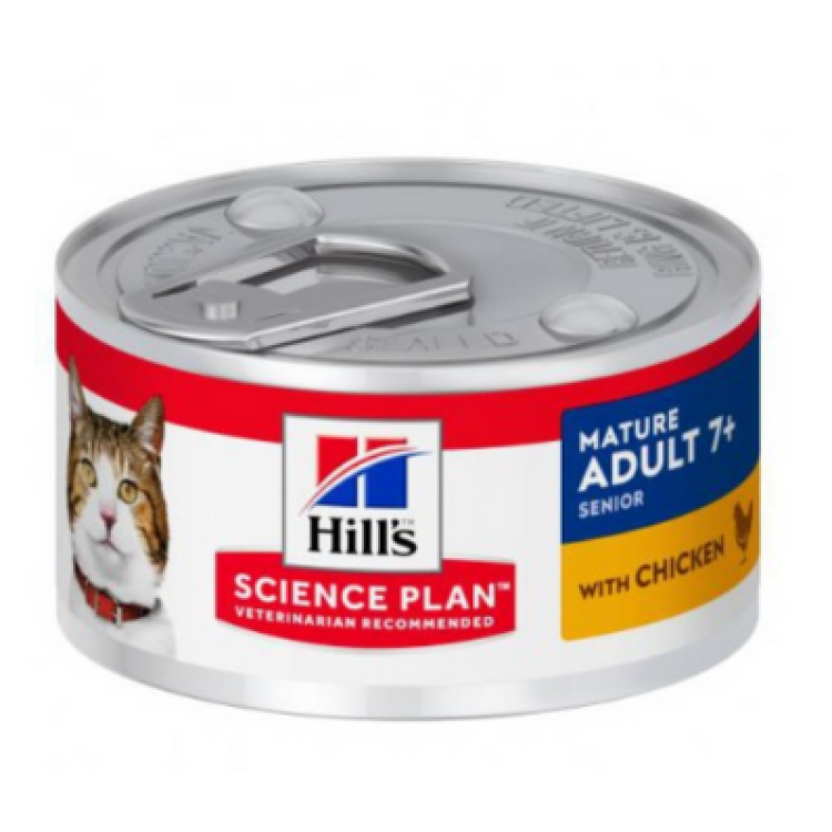 Hill's SP Mature Adult 7 Plus hrana pentru pisici cu pui 82 g (conserva)