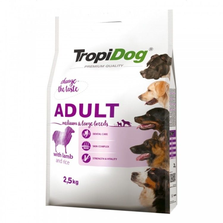 TropiDog Premium Adult, Talie Medie & Mare, Miel & Orez, 12 kg