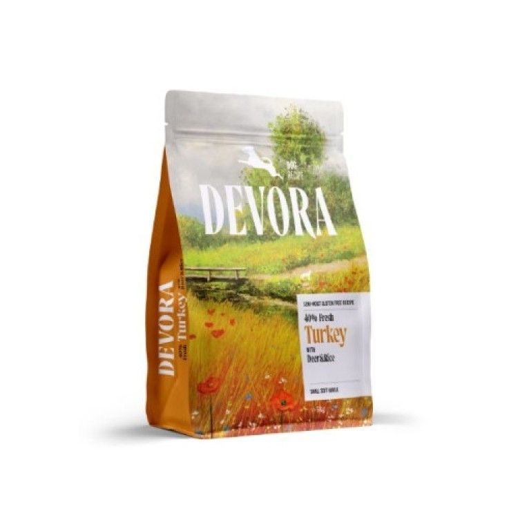 Hrana semi-umeda caini, Devora Dog Semi-Moist Small Kibble, Fresh Turkey & Deer & Rice, 5 kg (Hrana Uscata - Caini)