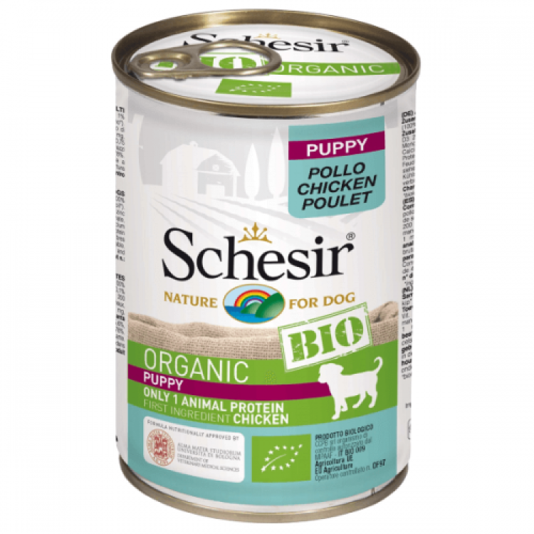 Hrana umeda pentru caini, Schesir Bio Puppy, 400 g