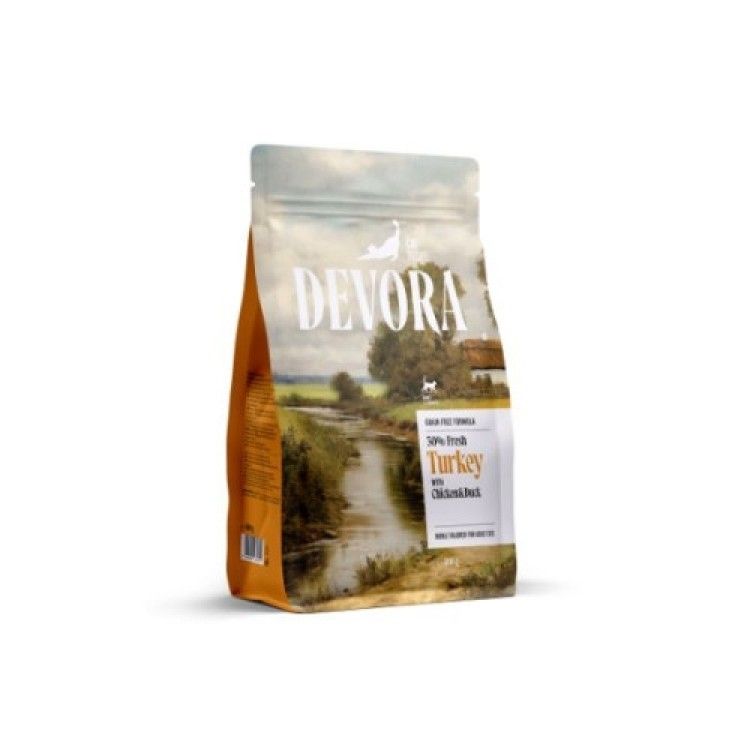 Hrana uscata pisici, Devora Cat Adult Grain Free, Curcan, Pui & Rata, 400 g (Hrana Uscata - Pisici)