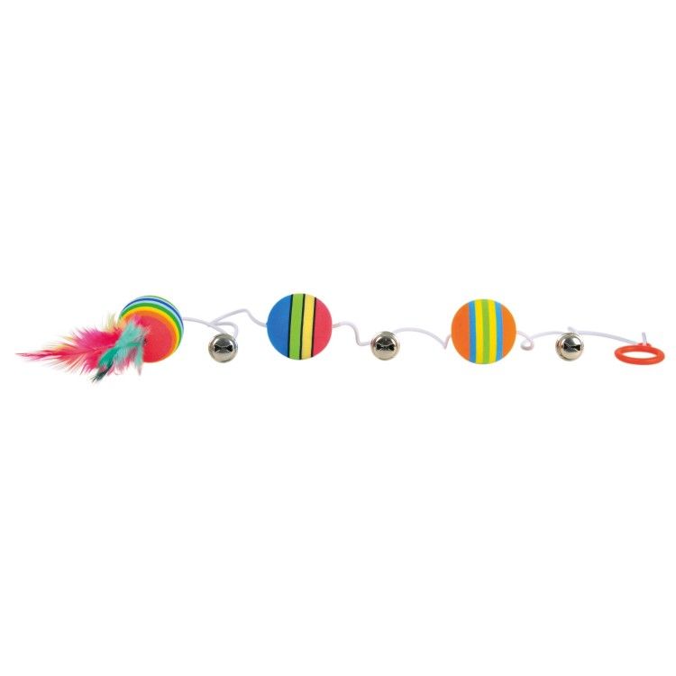 Jucarie 3 mingi Rainbow cu Clopotel Pe Sfoara 3.5 cm 4133