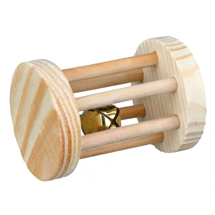 Jucarie Rozatoare Mici 5 × 7 cm Lemn Natural cu Clopotel 6184