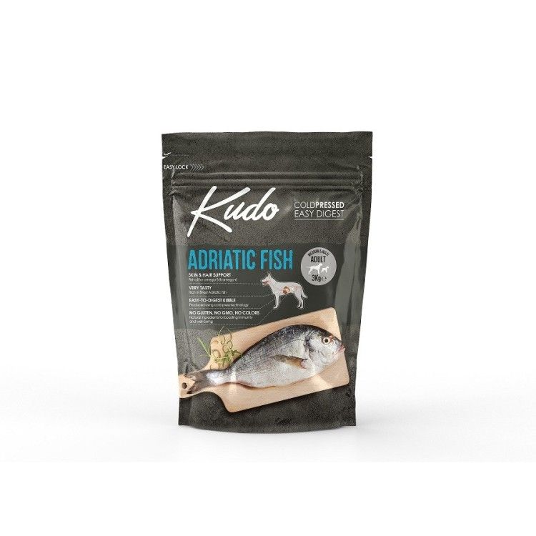 Kudo Adult Mediu-Maxi, Hrana Uscata Presata la Rece, Peste, 3 kg (Hrana Uscata - Caini)