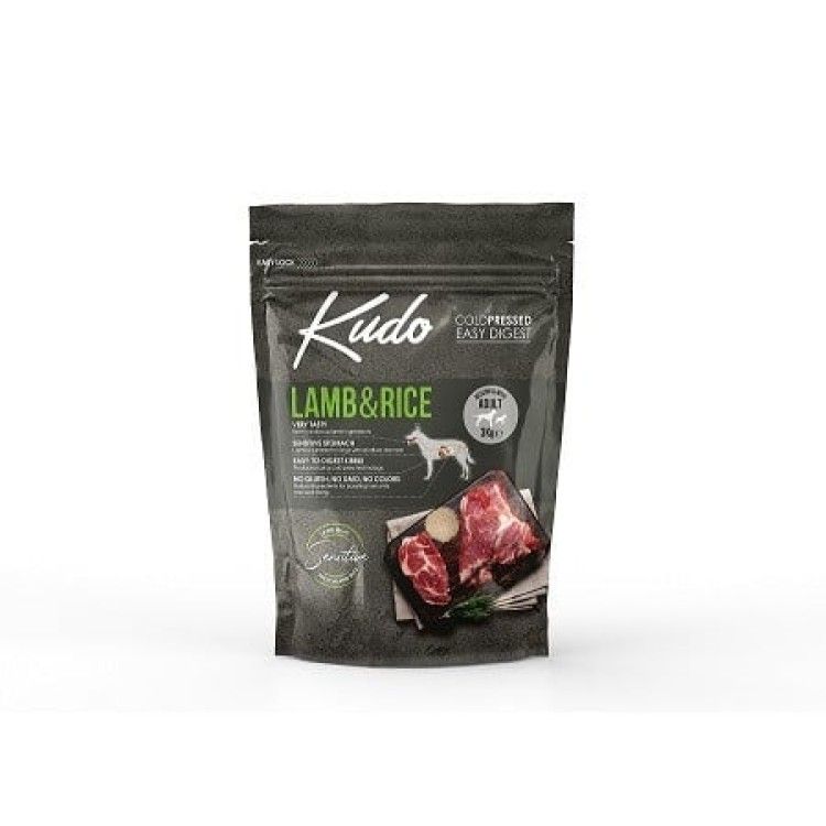 Kudo Adult Mediu-Maxi Sensitive, Hrana Uscata Presata la Rece, Miel si Orez, 3 kg (Hrana Uscata - Caini)