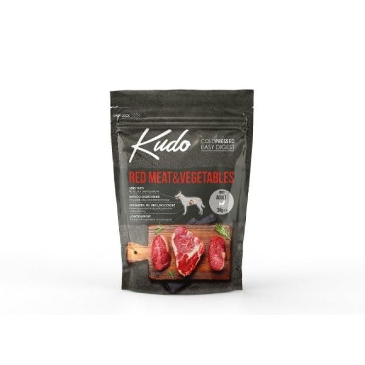 Kudo Adult Mini, Hrana Uscata Presata la Rece, Carne Rosie si Legume, 3 kg (Hrana Uscata - Caini)