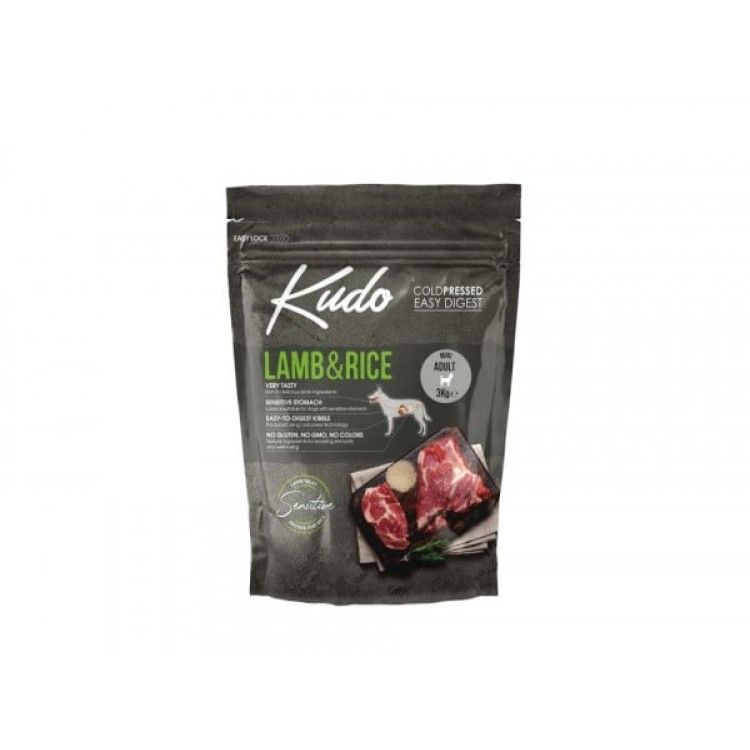 Kudo Adult Mini Sensitive, Hrana Uscata Presata la Rece, Miel si Orez, 3 kg (Hrana Uscata - Caini)