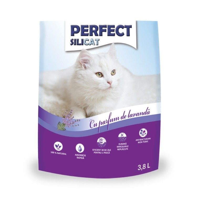 Nisip silicat, Perfect SiliCat, Lavanda, 3.8 L (Igiena - Pisici)