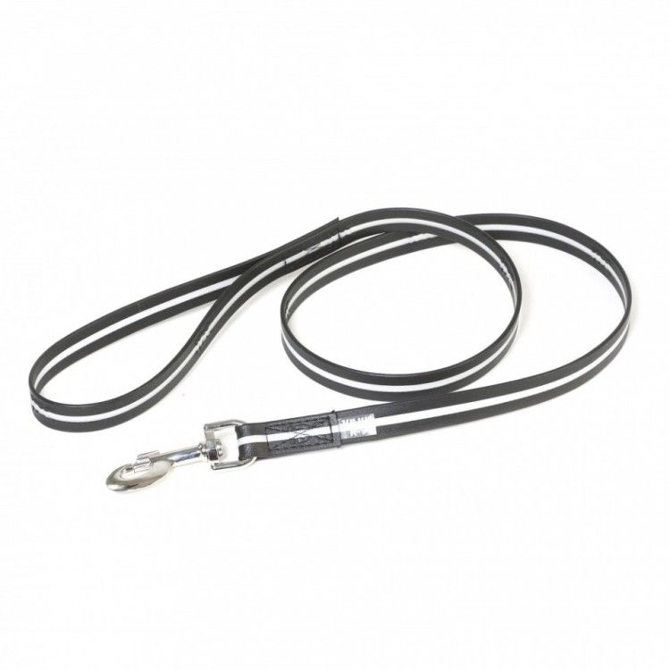Lesa IDC fosforescenta cauciuc cu maner si inel, negru, 19 mm / 1.2 m