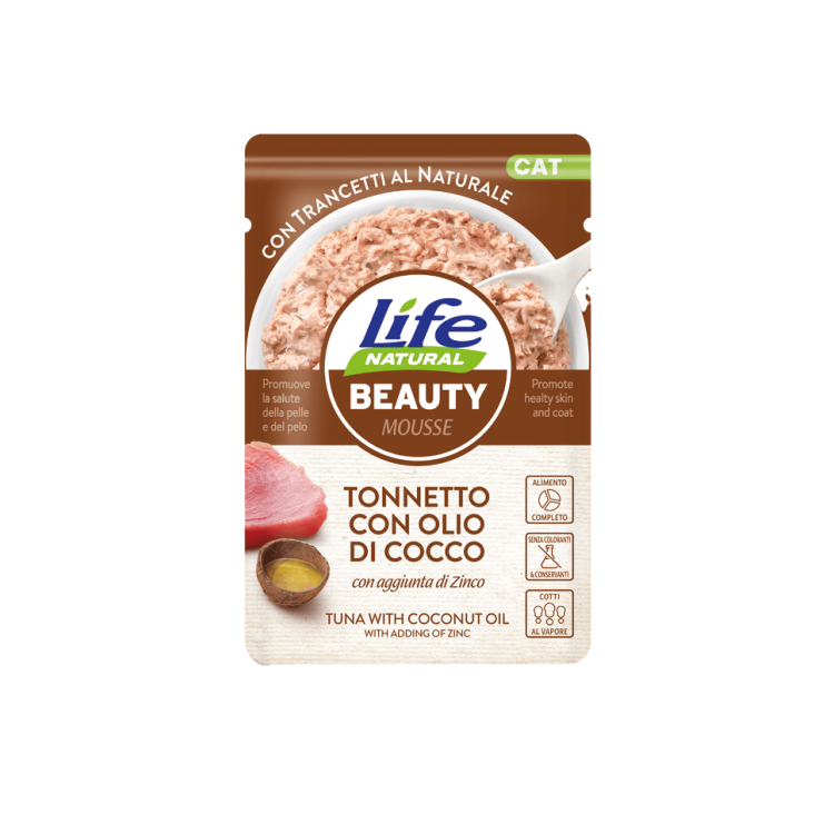 Hrana Umeda Pisici, Life Natural Beauty Mousse Ton si Ulei de Cocos, 70 g (Hrana Umeda - Pisici)