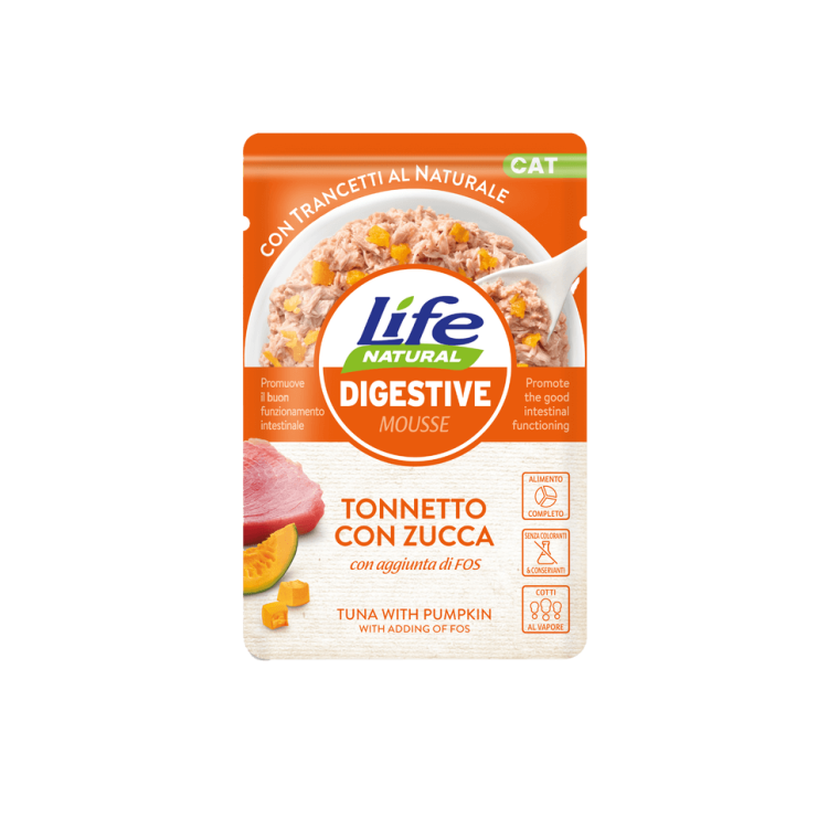 Hrana Umeda Pisici, Life Natural Digestive Mousse Ton si Dovleac, 70 g (Hrana Umeda - Pisici)