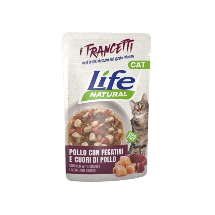 Hrana Umeda Pisici, Life Natural Adult, Pui cu Ficat si Inimi Bucati, 55 g (Hrana Umeda - Pisici)